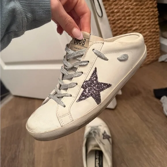 Golden Goose White and Silver Sneakers - Picture 5 of 7